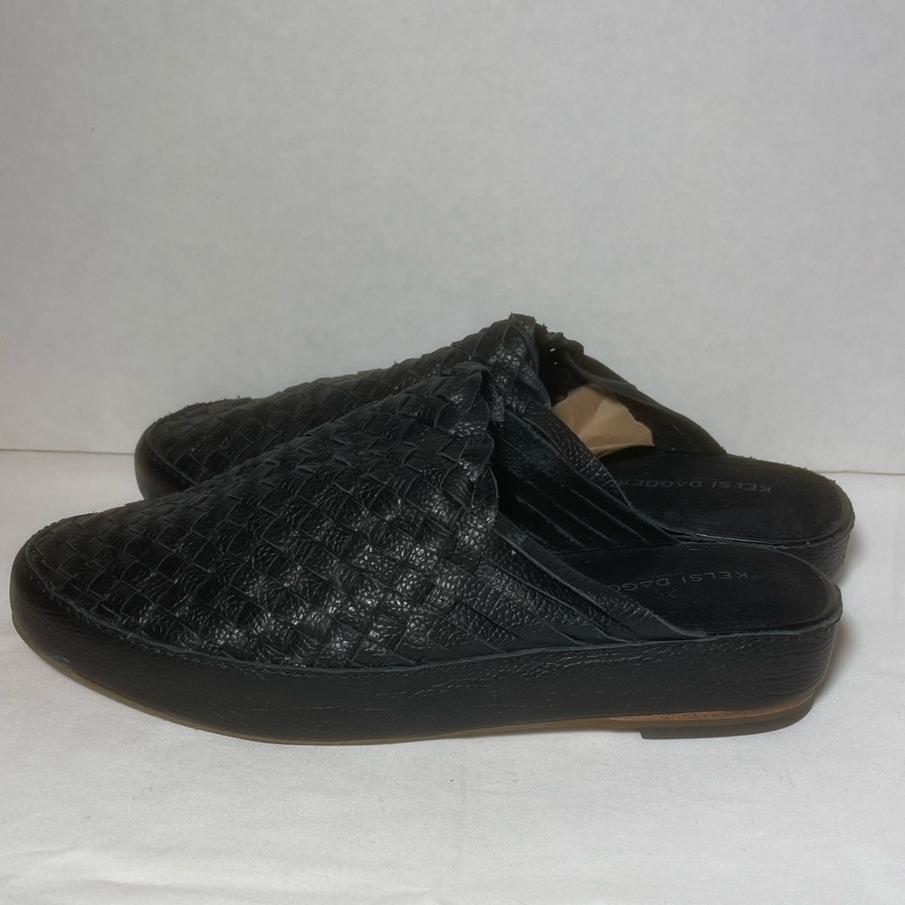 Kelsi Dagger Brooklyn Maple woven black leather mules size 10 - Picture 2 of 7